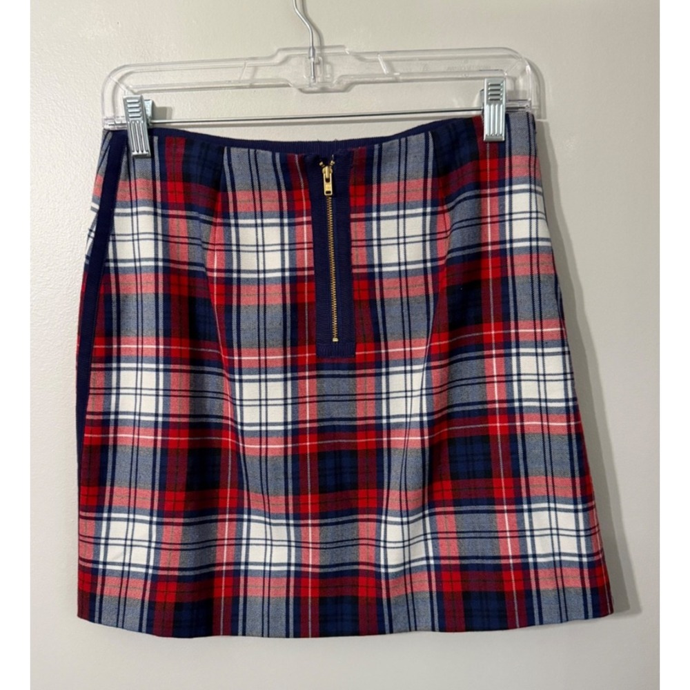 Vineyard Vines Plaid Wool Lined Mini Skirt Size 2 Preppy Academia Red Blue - Picture 2 of 7